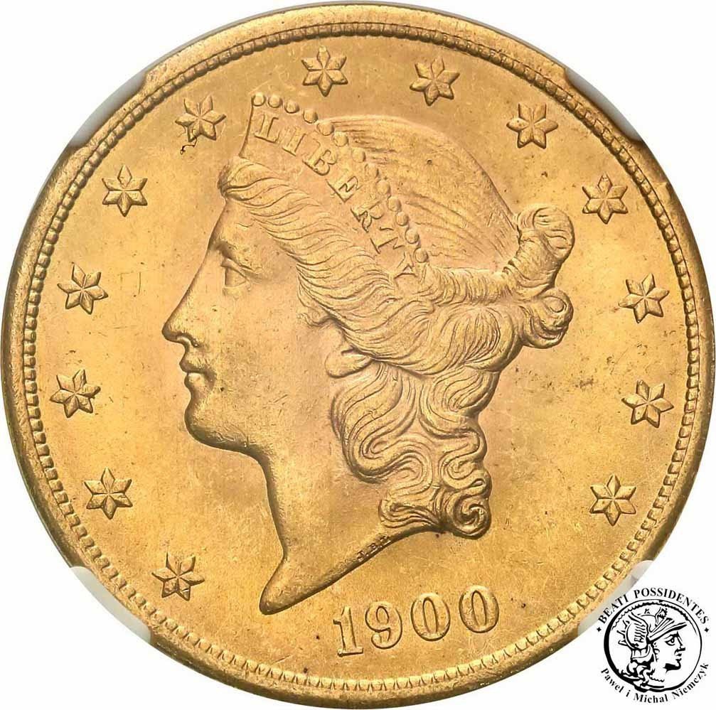 USA 20 dolarów 1900 Philadelphia NGC MS62